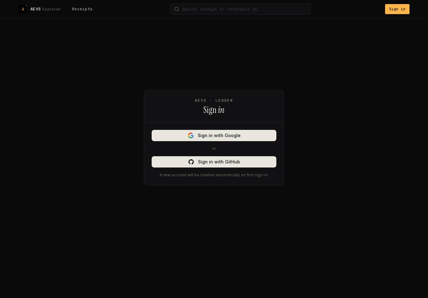 Login page screenshot of AEVS by Fetch.ai