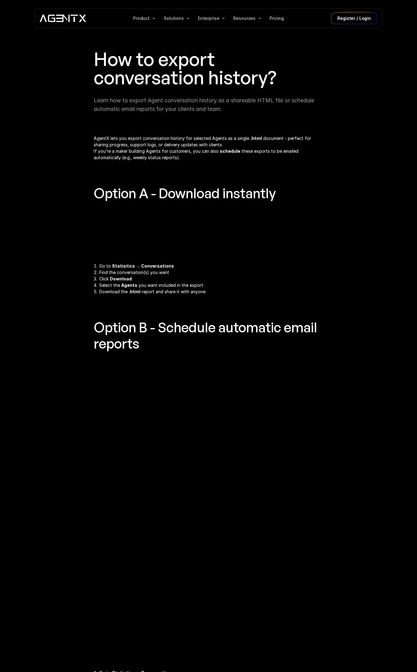 Documentation page screenshot of AgentX