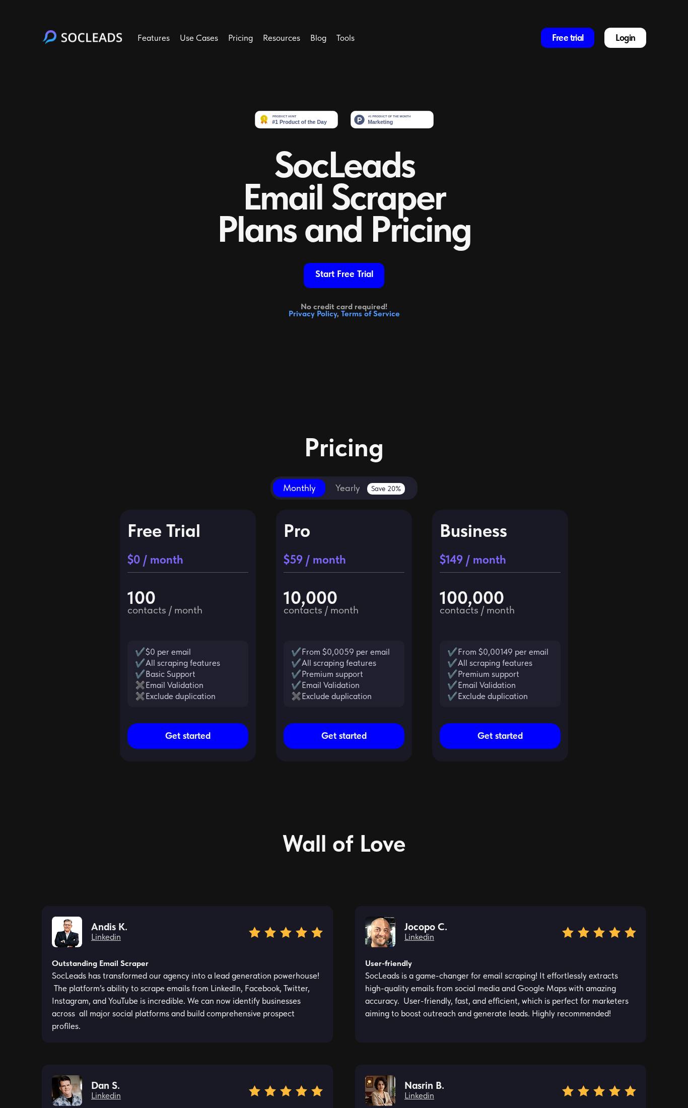 Pricing page screenshot of Email Scraper: The Best Online Scraper