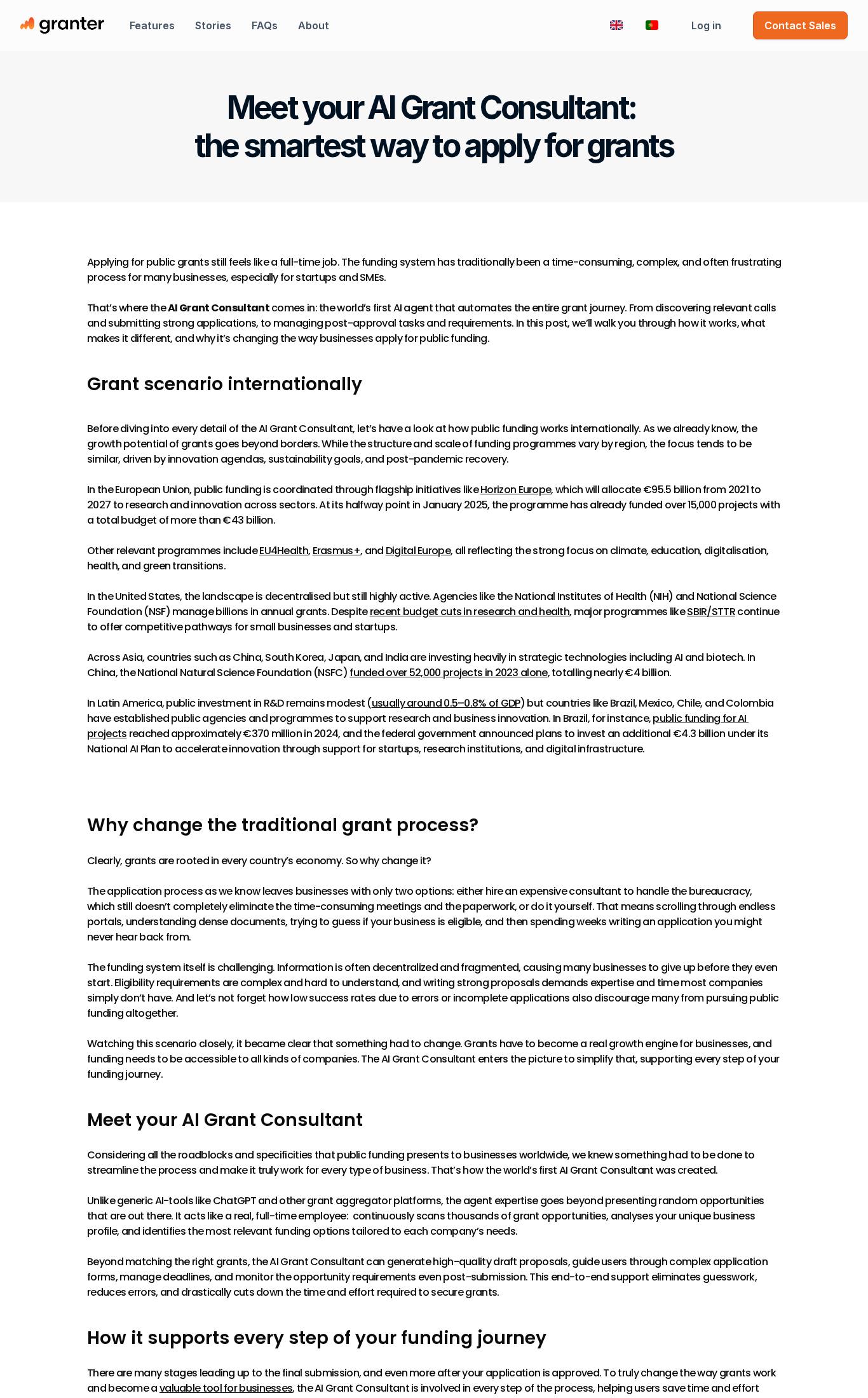 Blog article screenshot of Granter