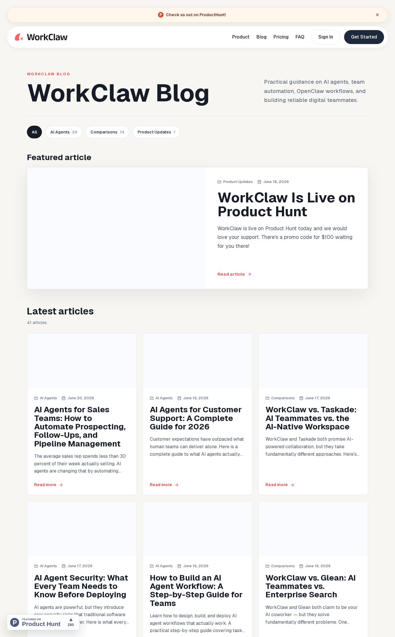 Blog page screenshot of WorkClaw