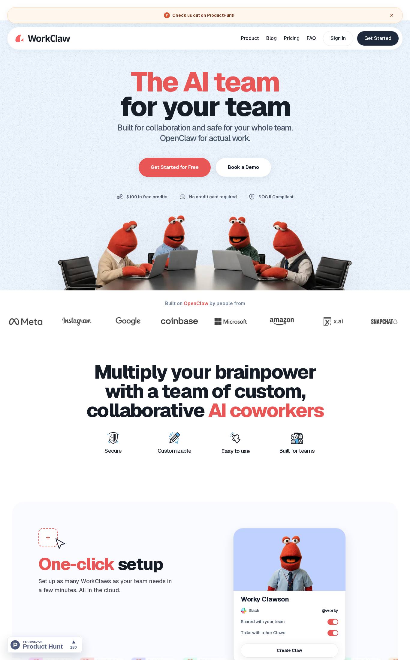 Landing page screenshot of WorkClaw