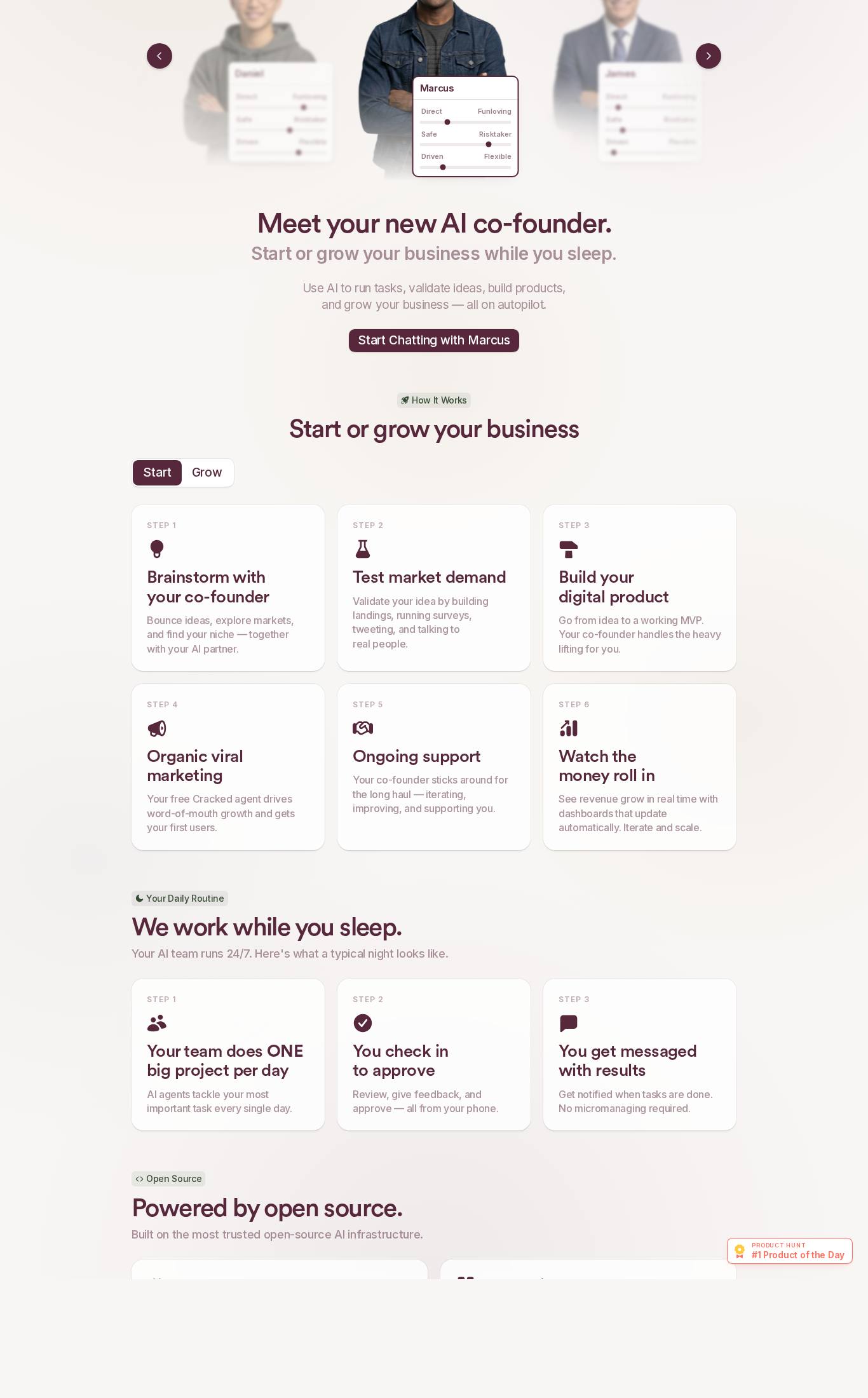 Landing page screenshot of ZeroHuman Inc